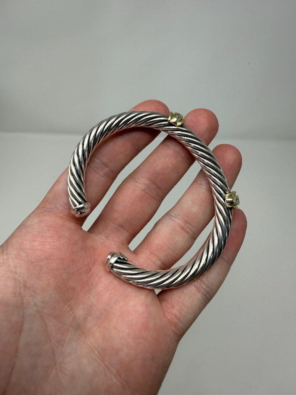 DAVID YURMAN 14/K GOLD, SS DOUBLE STATION BRACELET 7mm
